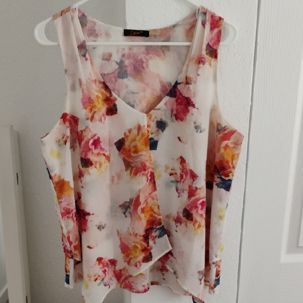 Dex Red Asymmetrical Sleeveless Blouse
